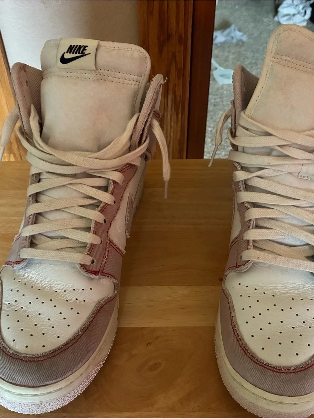 Nike High-Top Sneakers in White and Dusty Pink